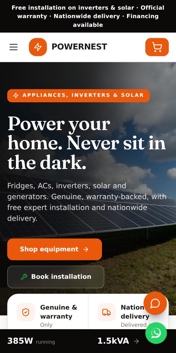 Appliances & Solar Shop on a phone